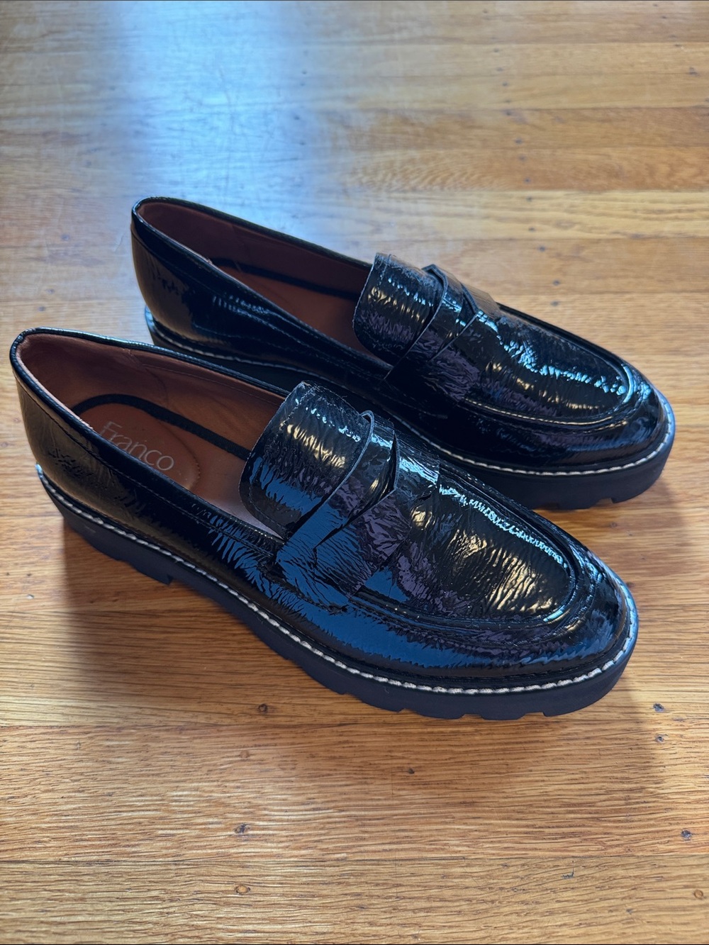 Franco Sarto Black Patent Leather Loafers